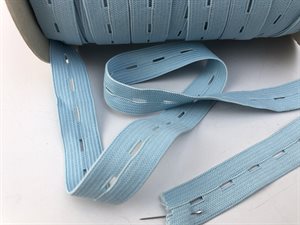Knaphul elastik - blid blå, 20 mm